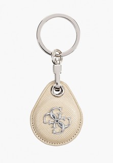 Чехол для AirTag Guess AirTag PU Saffiano 4G Big metal silver logo with ring Beige