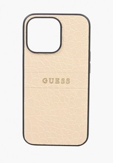 Чехол для iPhone Guess 13 Pro, Croco with metal logo Hard Beige