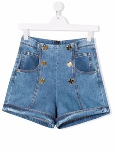 Balmain Kids джинсовые шорты на молнии с пуговицами
