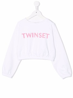 TWINSET Kids укороченный свитер с логотипом