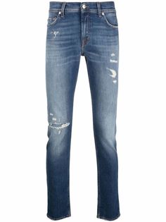 7 For All Mankind узкие джинсы с эффектом потертости