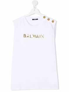 Balmain Kids футболка без рукавов с логотипом