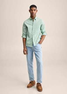 Хлопковая рубашка regular fit в полоску - Adama Mango