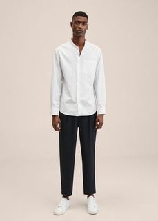 Хлопковая рубашка slim-fit из поплина - Poplin Mango