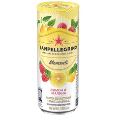 Безалкогольный напиток SANPELLEGRINO MOMENTI газированный с соком лимона и малины 330 мл