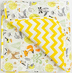 Коврик детский стёганный Amarobaby Soft Mat 115х115 см, Зверята (жёлтый) AB2165SMZ/04