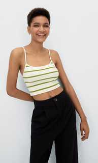 Stradivarius Укороченный Бесшовный Топ На Бретелях Хаки S