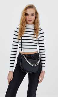 Stradivarius Сумка В Форме Полумесяца С Плечевым Ремнем Черный 103