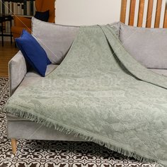 т Плед Баркас/BARKAS 1,5сп 150*180см 100% хлопок Green Days зелёный AI-2209001