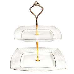 Ваза для фруктов, 2 яруса, керамика, Korall, Снежная королева, CMB0124-A Коралл