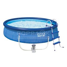 Бассейн надувной Intex, 457х107 см, Easy Set, 26166NP, фильтр-насос, лестница, подстилка, тент, 12430 л