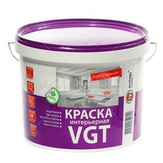 Краска воднодисперсионная, VGT, интерьерная, влагостойкая, матовая, белоснежная, 15 кг