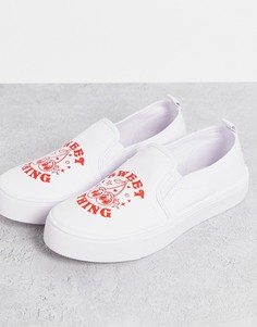 Кеды без застежки белого цвета с принтом вишни ASOS DESIGN Dotty-Белый
