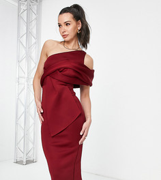 Рыжее платье-футляр миди с разрезами на плечах и драпировкой ASOS DESIGN Tall-Красный