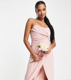 Свадебное платье-бандо с запахом пыльно-розового цвета TFNC Petite Bridesmaid Noee-Оранжевый цвет