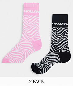 Набор из двух пар носков черного и розового цвета с волнистым принтом House of Holland-Розовый цвет