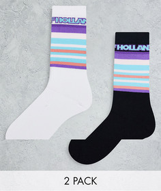 Набор из двух пар носков в полоску черного и белого цветов House of Holland-Белый