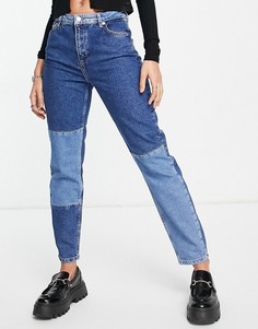 Синие выбеленные джинсы прямого кроя в стиле пэчворк Only Jagger-Голубой