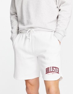 Трикотажные шорты белого цвета с логотипом в университетском стиле Hollister-Белый