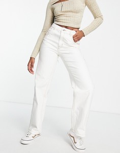 Прямые джинсы карго светлого цвета с контрастными швами Bershka-Белый