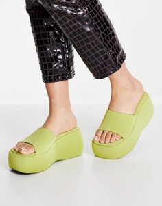 Зеленые мюли на массивной платформе Topshop Wren-Зеленый цвет