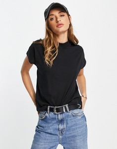 Черная футболка с высоким воротником и широкими рукавами Vero Moda-Черный