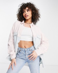 Голубая рубашка с принтом «гусиная лапка» Missguided-Голубой