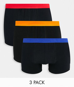 Набор из 3 черных боксеров-брифов с контрастным эластичным поясом New Look-Разноцветный