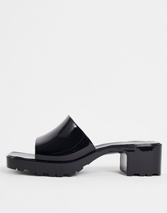 Черные резиновые мюли на каблуках ASOS DESIGN-Черный