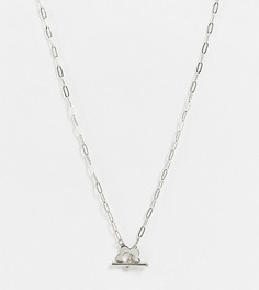 Серебристое ожерелье с подвеской Т-образной формы с цветком ASOS DESIGN Curve-Серебристый