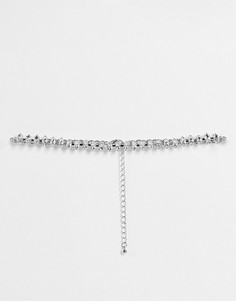 Серебристое ожерелье-чокер с кристаллом ASOS DESIGN-Серебристый