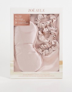 Набор шелковистых предметов для сна розового цвета Zoe Ayla-Белый
