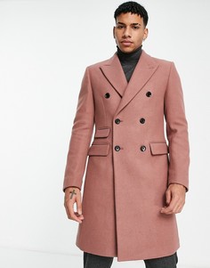 Двубортное пальто из материала с добавлением шерсти Gianni Feraud-Светло-бежевый цвет