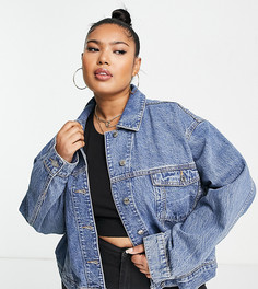 Синяя выбеленная куртка из органического денима в стиле 90-х ASOS DESIGN Curve-Голубой
