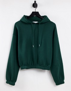 Темно-зеленый укороченный oversized-худи Bershka-Зеленый цвет