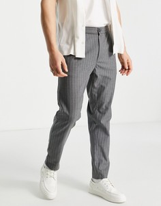 Строгие зауженные брюки серого цвета в полоску Bolongaro Trevor-Серый