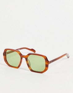 Женские солнцезащитные очки в прямоугольной черепаховой оправе с матовым эффектом и с зелеными линзами Spitfire Cut Twenty Nine-Коричневый цвет