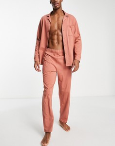 Пижамный комплект из рубашки и брюк ASOS DESIGN-Коричневый цвет