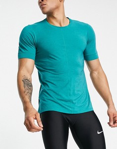 Бирюзовая меланжевая футболка Nike Yoga Dri-FIT-Зеленый цвет