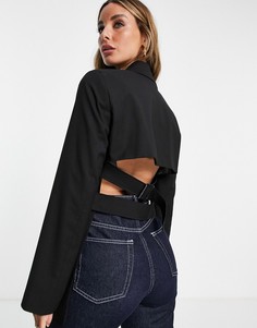 Черный блейзер с открытой спиной Topshop