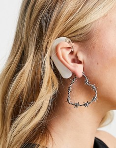 Серебристые серьги-кольца в виде сердца из колючей проволоки Topshop-Серебристый