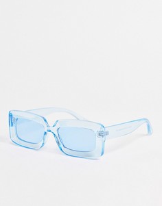 Квадратные прозрачные солнцезащитные очки голубого цвета из переработанных материалов ASOS DESIGN-Голубой