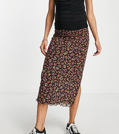 Разноцветная сетчатая юбка миди в стиле гранж с мелким цветочным принтом Topshop Maternity-Разноцветный