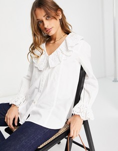 Белая рубашка с оборками и вышивкой French Connection Ena-Белый
