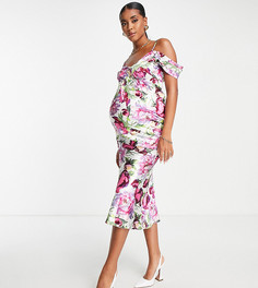 Розовое платье с принтом и открытыми плечами Hope & Ivy Maternity Kerry-Розовый цвет
