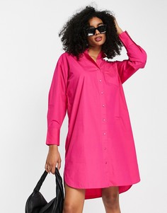 Розовая oversized-рубашка в полоску Selected Femme-Розовый цвет
