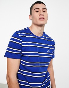 Синяя футболка в полоску GANT-Голубой