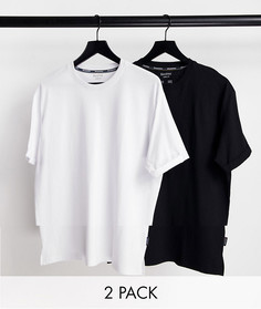 Набор из 2 удлиненных футболок черного и белого цветов Bershka-Разноцветный