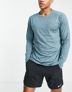 Сине-зеленый топ с круглым вырезом Nike Running Element Dri-FIT-Голубой