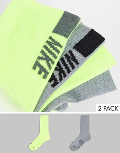 Набор из 2 носков унисекс серого и светло-желтого цветов Nike Running-Разноцветный
